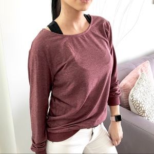 Burgundy Round Neck Loose T-Shirt